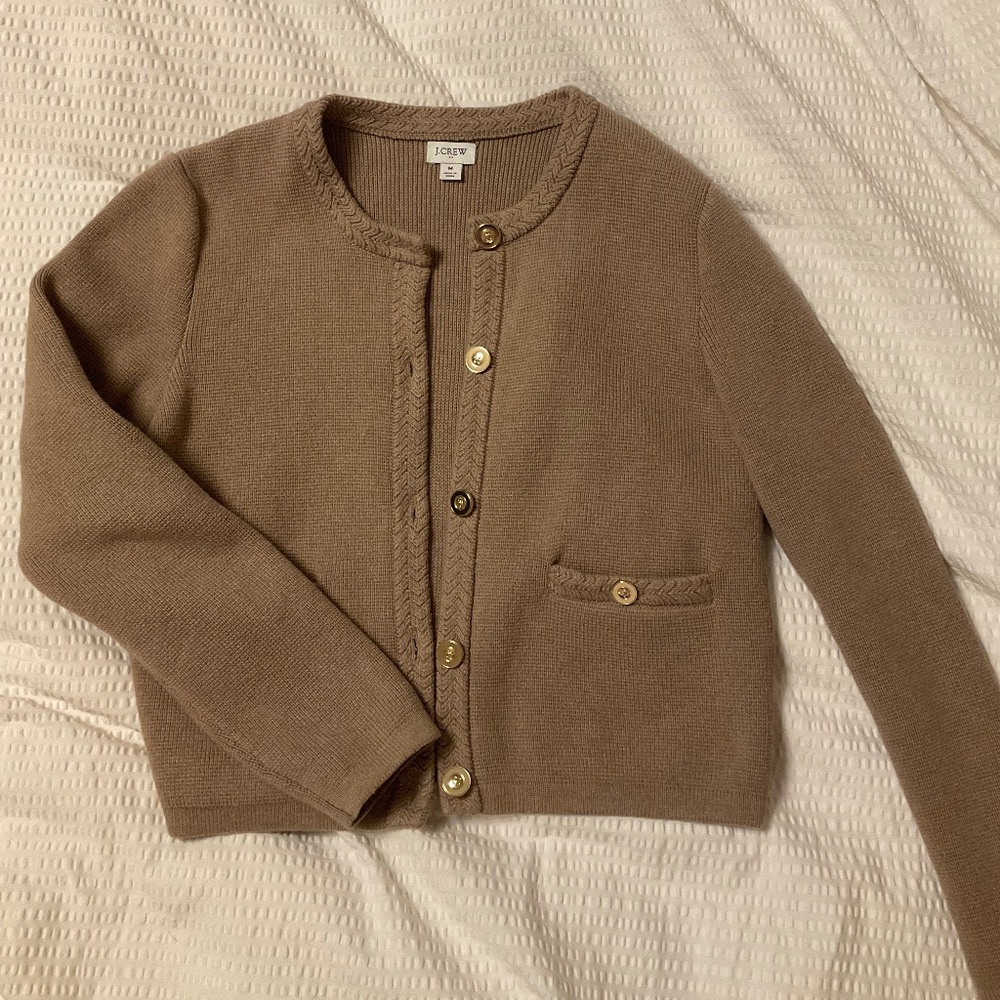 J. Crew camel knit lady jacket/cardigan
